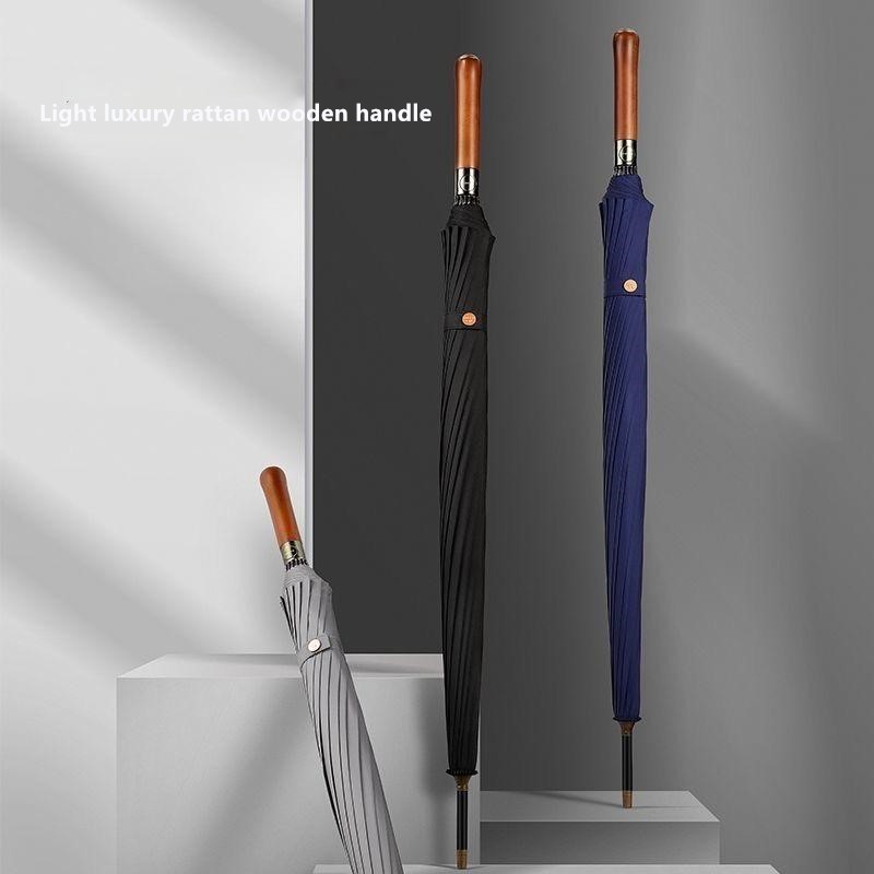 Golf Umbrella Large - Automatic Wooden Handle Umbrella 16 Ribs