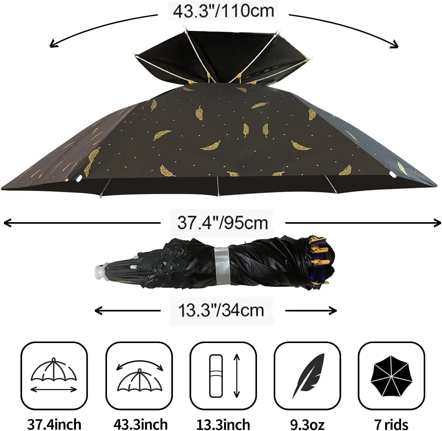 Umbrella Hat Folding Adjustabl - Golf Umbrella Large recension och pris
