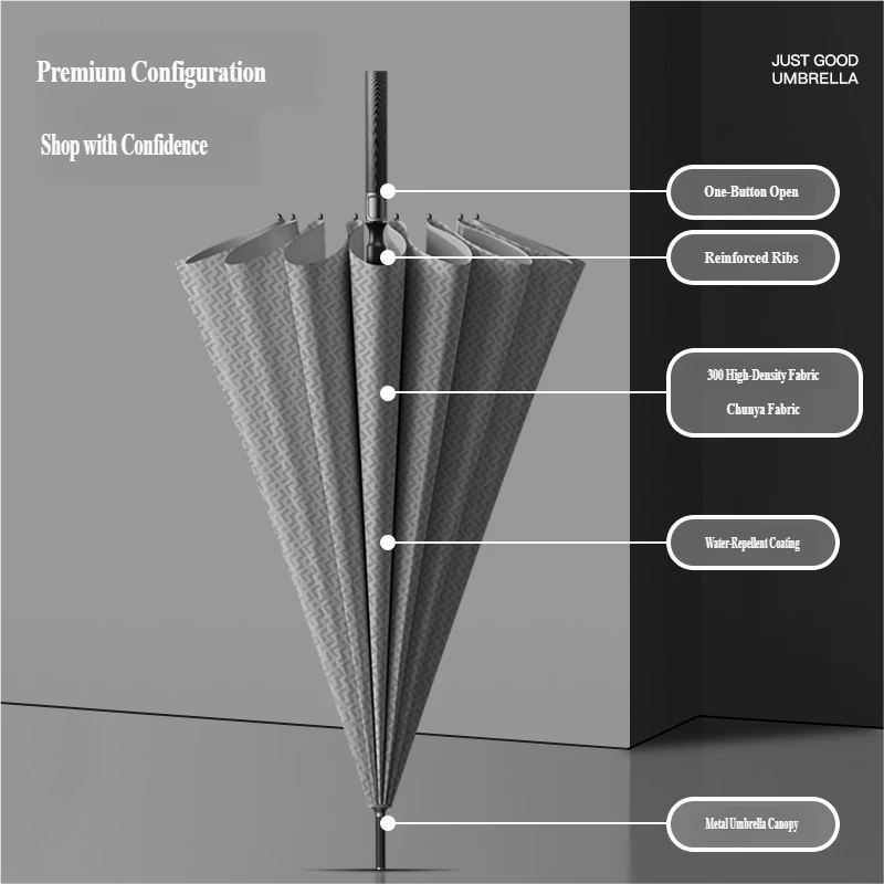 16-Rib Automatic Carbon Fiber  - Golf Umbrella Large recension och pris